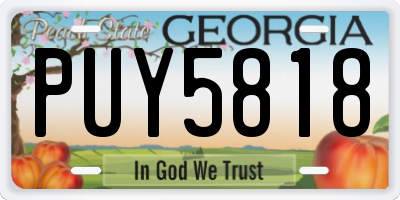 GA license plate PUY5818