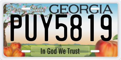 GA license plate PUY5819