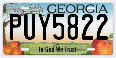 GA license plate PUY5822