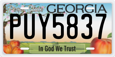 GA license plate PUY5837