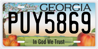 GA license plate PUY5869