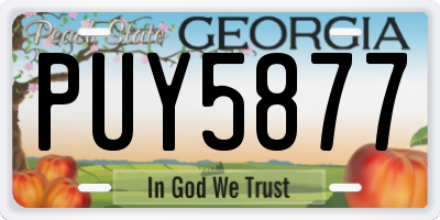 GA license plate PUY5877