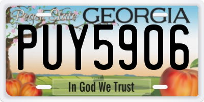 GA license plate PUY5906