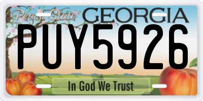 GA license plate PUY5926