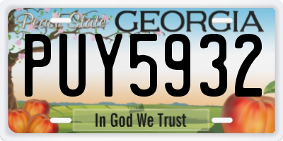 GA license plate PUY5932