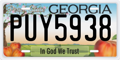 GA license plate PUY5938