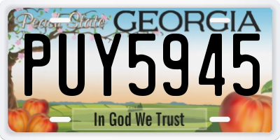GA license plate PUY5945