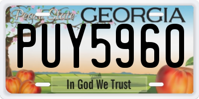 GA license plate PUY5960