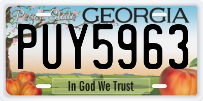 GA license plate PUY5963