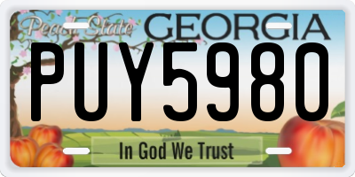 GA license plate PUY5980