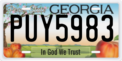 GA license plate PUY5983