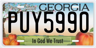 GA license plate PUY5990