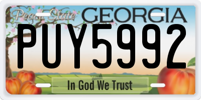 GA license plate PUY5992