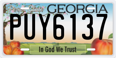 GA license plate PUY6137