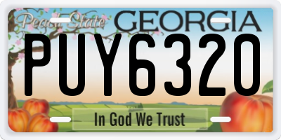 GA license plate PUY6320