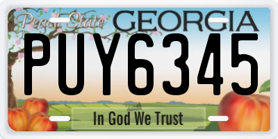 GA license plate PUY6345