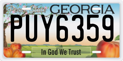 GA license plate PUY6359