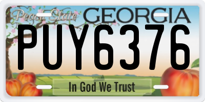GA license plate PUY6376