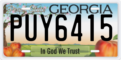 GA license plate PUY6415