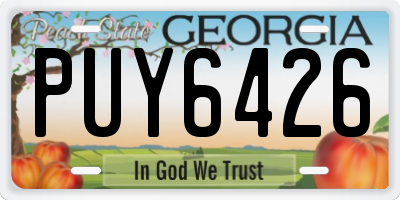 GA license plate PUY6426
