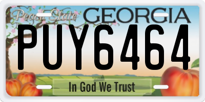 GA license plate PUY6464