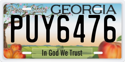 GA license plate PUY6476