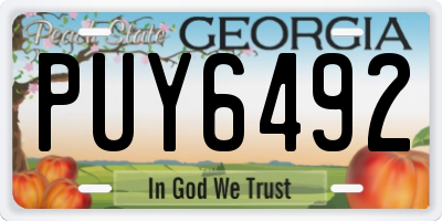 GA license plate PUY6492