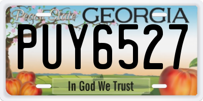 GA license plate PUY6527