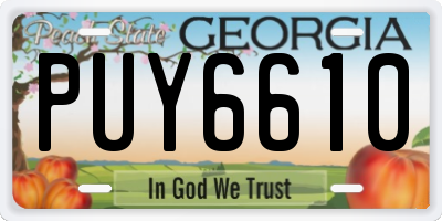 GA license plate PUY6610