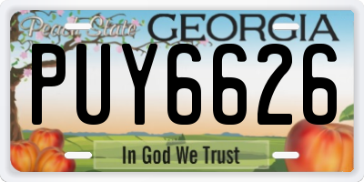 GA license plate PUY6626
