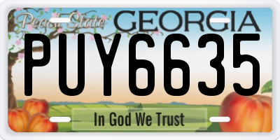 GA license plate PUY6635