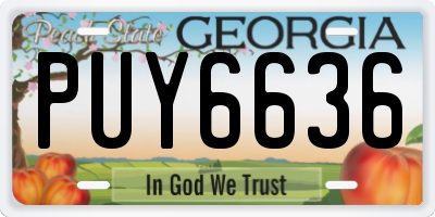 GA license plate PUY6636