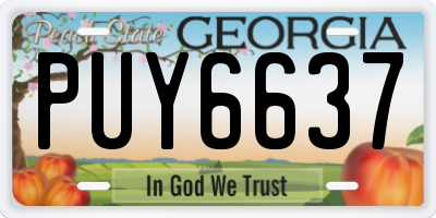 GA license plate PUY6637