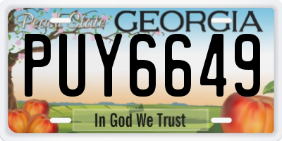 GA license plate PUY6649