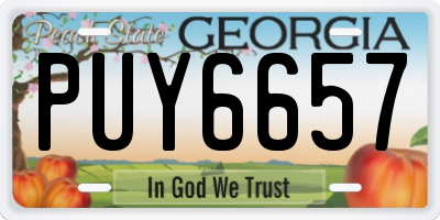 GA license plate PUY6657