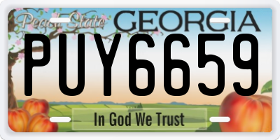 GA license plate PUY6659