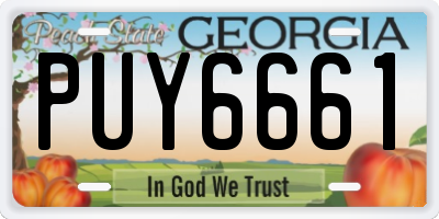 GA license plate PUY6661