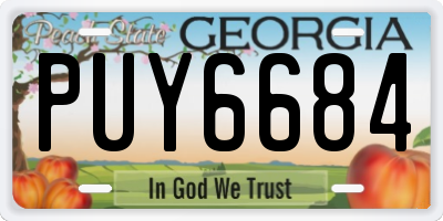 GA license plate PUY6684