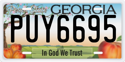 GA license plate PUY6695