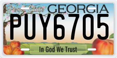 GA license plate PUY6705