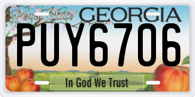GA license plate PUY6706
