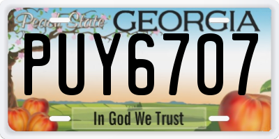GA license plate PUY6707