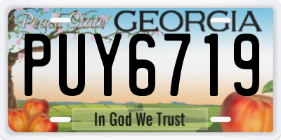 GA license plate PUY6719