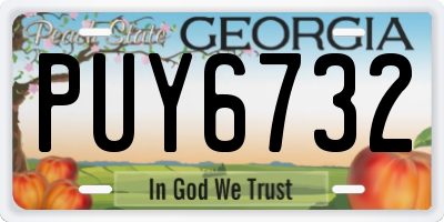 GA license plate PUY6732