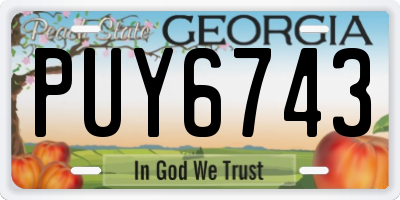 GA license plate PUY6743