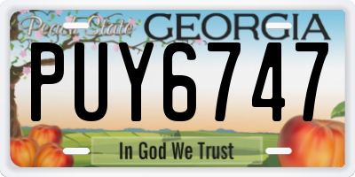 GA license plate PUY6747