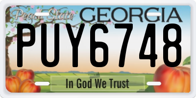 GA license plate PUY6748