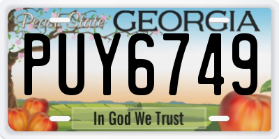 GA license plate PUY6749