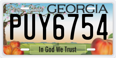 GA license plate PUY6754