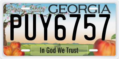 GA license plate PUY6757